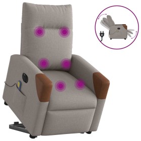 Sillón de masaje eléctrico reclinable elevable tela taupé en Sillones | Comprar online en Foro24