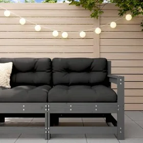 Gartensessel mit Kissen aus massivem grauem Kiefernholz von vidaXL, Modulare Sofas für den Außenbereich - Ref: Foro24-825571,...
