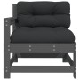 Gartensessel mit Kissen aus massivem grauem Kiefernholz von vidaXL, Modulare Sofas für den Außenbereich - Ref: Foro24-825571,...