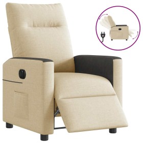 Sillón reclinable eléctrico de tela crema