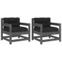 Garden armchairs with cushions 2 units solid gray pine wood by vidaXL, Modular outdoor sofas - Ref: Foro24-825564, Price: 212...