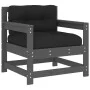Garden armchairs with cushions 2 units solid gray pine wood by vidaXL, Modular outdoor sofas - Ref: Foro24-825564, Price: 212...