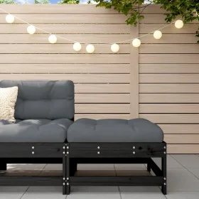 Garden stool with cushion solid black pine wood by vidaXL, Modular outdoor sofas - Ref: Foro24-825559, Price: 65,93 €, Discou...