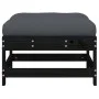 Garden stool with cushion solid black pine wood by vidaXL, Modular outdoor sofas - Ref: Foro24-825559, Price: 65,93 €, Discou...