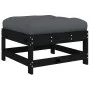 Garden stool with cushion solid black pine wood by vidaXL, Modular outdoor sofas - Ref: Foro24-825559, Price: 65,93 €, Discou...