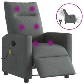 Sillón reclinable de masaje eléctrico tela gris oscuro Sillón reclinable de masaje eléctrico tela gris oscuro