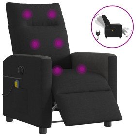 Sillón reclinable de masaje eléctrico tela negro Sillón reclinable de masaje eléctrico tela negro