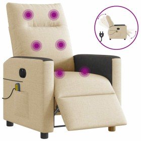 Sillón reclinable de masaje eléctrico tela color crema en Sillones | Comprar online en Foro24
