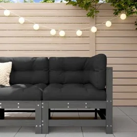 Corner sofa with solid pine wood frame and gray cushions by vidaXL, Modular outdoor sofas - Ref: Foro24-825655, Price: 129,49...