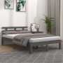 Gray solid wood bed frame King Size 150x200 cm by vidaXL, Beds and slatted bases - Ref: Foro24-814761, Price: 156,37 €, Disco...