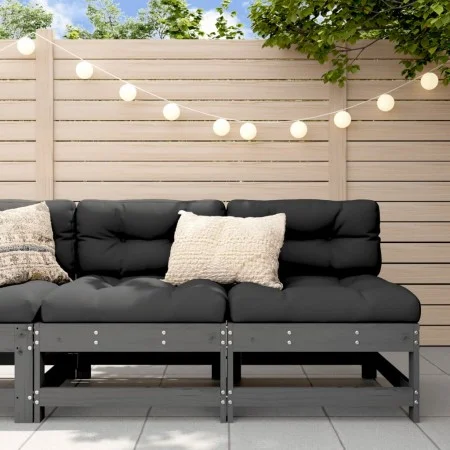 Central sofas with cushions 2 pcs solid gray pine wood by vidaXL, Modular outdoor sofas - Ref: Foro24-825578, Price: 138,81 €...