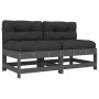 Zentralsofas mit Kissen, 2 Stück, massives graues Kiefernholz von vidaXL, Modulare Sofas für den Außenbereich - Ref: Foro24-8...