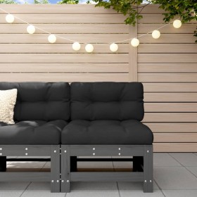 Central sofa with solid pine wood cushions in gray. by vidaXL, Modular outdoor sofas - Ref: Foro24-825662, Price: 116,66 €, D...