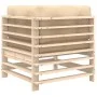 Ecksofa mit Kissen aus massivem Kiefernholz von vidaXL, Modulare Sofas für den Außenbereich - Ref: Foro24-825653, Preis: 104,...