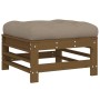 Gartenhocker mit Kissen aus massivem honigbraunem Kiefernholz von vidaXL, Modulare Sofas für den Außenbereich - Ref: Foro24-8...