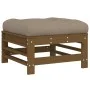 Gartenhocker mit Kissen aus massivem honigbraunem Kiefernholz von vidaXL, Modulare Sofas für den Außenbereich - Ref: Foro24-8...