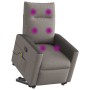 Sillón reclinable de masaje elevable tela gris taupé