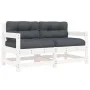 Garden armchairs with cushions, 2 units, solid white pine wood by vidaXL, Modular outdoor sofas - Ref: Foro24-825591, Price: ...