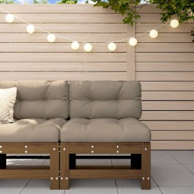 Central sofa with solid honey brown pine wood cushions by vidaXL, Modular outdoor sofas - Ref: Foro24-825663, Price: 120,31 €...