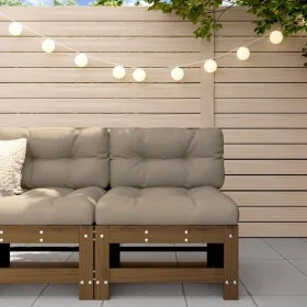 Central sofa with solid honey brown pine wood cushions by vidaXL, Modular outdoor sofas - Ref: Foro24-825663, Price: 115,20 €...