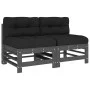Central sofas with cushions 2 pcs solid gray pine wood by vidaXL, Modular outdoor sofas - Ref: Foro24-825690, Price: 157,65 €...