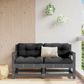 Garden armchairs with cushions 2 pcs solid gray pine wood by vidaXL, Modular outdoor sofas - Ref: Foro24-825592, Price: 199,2...