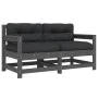 Garden armchairs with cushions 2 pcs solid gray pine wood by vidaXL, Modular outdoor sofas - Ref: Foro24-825592, Price: 199,2...