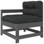 Garden armchairs with cushions 2 pcs solid gray pine wood by vidaXL, Modular outdoor sofas - Ref: Foro24-825592, Price: 199,2...