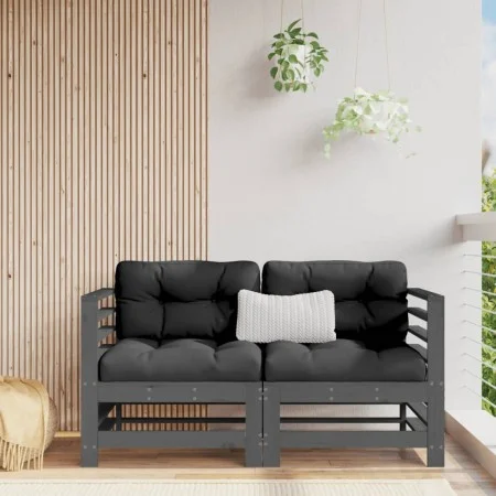 Corner sofas with 2 solid pine wood gray cushions by vidaXL, Modular outdoor sofas - Ref: Foro24-825683, Price: 176,73 €, Dis...