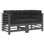 Corner sofas with 2 solid pine wood gray cushions by vidaXL, Modular outdoor sofas - Ref: Foro24-825683, Price: 176,73 €, Dis...