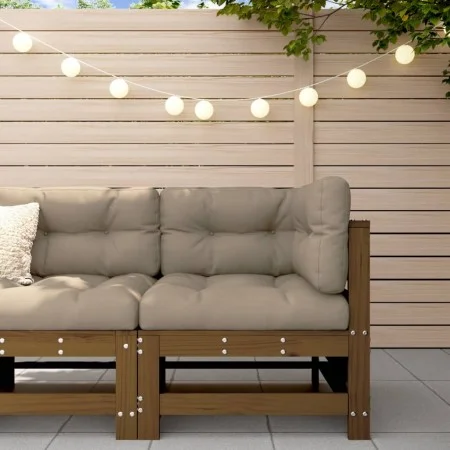 Corner sofa with honey brown solid pine wood cushions by vidaXL, Modular outdoor sofas - Ref: Foro24-825656, Price: 129,83 €,...