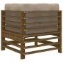 Corner sofa with honey brown solid pine wood cushions by vidaXL, Modular outdoor sofas - Ref: Foro24-825656, Price: 129,83 €,...