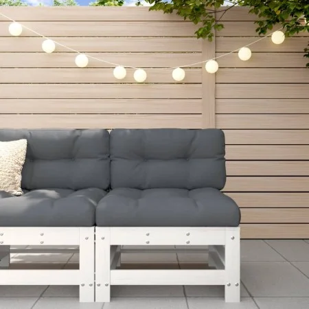 Central sofa with solid white pine wood cushions by vidaXL, Modular outdoor sofas - Ref: Foro24-825661, Price: 84,01 €, Disco...