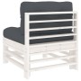 Central sofa with solid white pine wood cushions by vidaXL, Modular outdoor sofas - Ref: Foro24-825661, Price: 84,75 €, Disco...