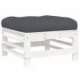 Gartenhocker mit Kissen aus massivem weißem Kiefernholz von vidaXL, Modulare Sofas für den Außenbereich - Ref: Foro24-825668,...