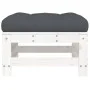 Gartenhocker mit Kissen aus massivem weißem Kiefernholz von vidaXL, Modulare Sofas für den Außenbereich - Ref: Foro24-825668,...