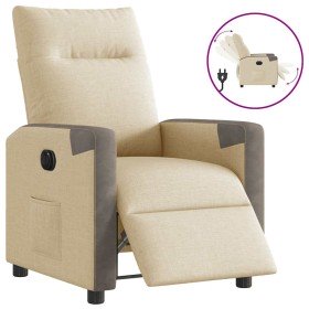 Sillón reclinable eléctrico de tela crema en Sillones | Comprar online en Foro24