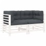 Corner sofas with cushions 2 pcs solid white pine wood by vidaXL, Modular outdoor sofas - Ref: Foro24-825682, Price: 155,87 €...
