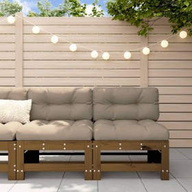 Central sofas with cushions 2 pcs honey brown pine wood by vidaXL, Modular outdoor sofas - Ref: Foro24-825691, Price: 215,65 ...
