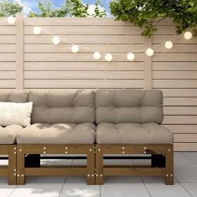 Central sofas with cushions 2 pcs honey brown pine wood by vidaXL, Modular outdoor sofas - Ref: Foro24-825691, Price: 212,90 ...