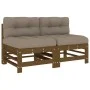 Central sofas with cushions 2 pcs honey brown pine wood by vidaXL, Modular outdoor sofas - Ref: Foro24-825691, Price: 212,90 ...