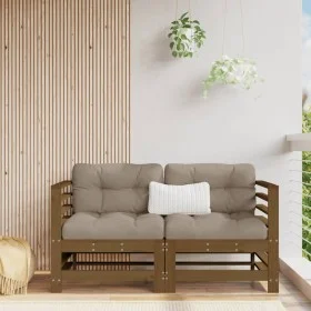 Corner sofas and cushions 2 pcs solid honey brown pine wood by vidaXL, Modular outdoor sofas - Ref: Foro24-825684, Price: 239...