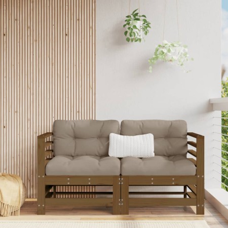 Corner sofas and cushions 2 pcs solid honey brown pine wood by vidaXL, Modular outdoor sofas - Ref: Foro24-825684, Price: 241...