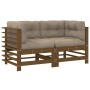 Corner sofas and cushions 2 pcs solid honey brown pine wood by vidaXL, Modular outdoor sofas - Ref: Foro24-825684, Price: 241...