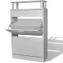 Mueble zapatero con cajón y estante superior de vidrio blanco