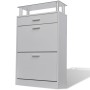 Mueble zapatero con cajón y estante superior de vidrio blanco