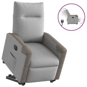 Sillón eléctrico reclinable elevable de tela gris nube en Sillones | Comprar online en Foro24