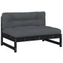 Sofá central madera maciza de pino negro 120x80 cm de vidaXL, Sofás modulares de exterior - Ref: Foro24-825734, Precio: 131,2...