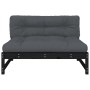 Zentrales Sofa aus massivem schwarzem Kiefernholz, 120 x 80 cm von vidaXL, Modulare Sofas für den Außenbereich - Ref: Foro24-...
