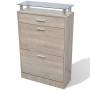 Mueble zapatero cajón y estante superior vidrio aspecto madera